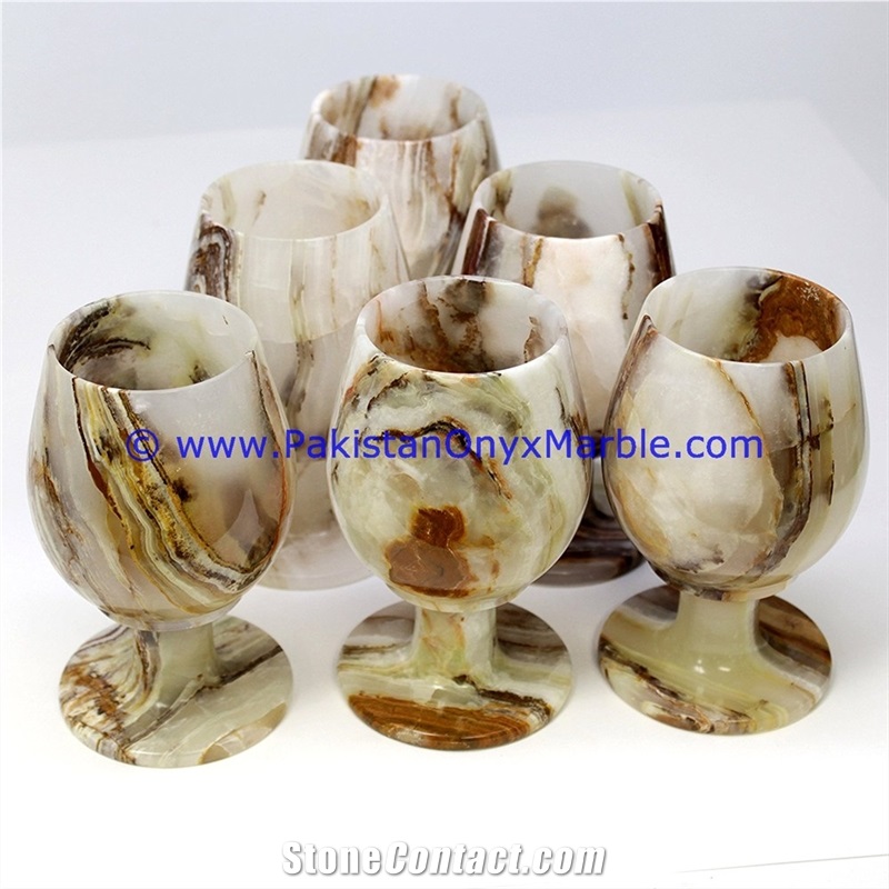 Multi Brown Onyx Wine Sherry Glasses