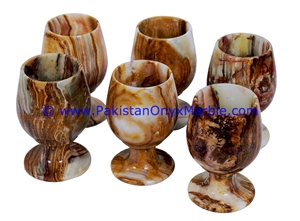 Multi Brown Onyx Wine Sherry Glasses