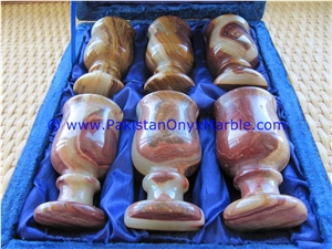 Multi Brown Onyx Wine Sherry Glasses
