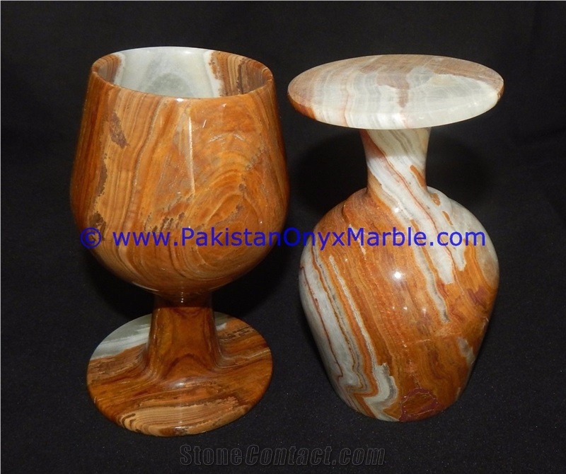 Multi Brown Onyx Wine Sherry Glasses
