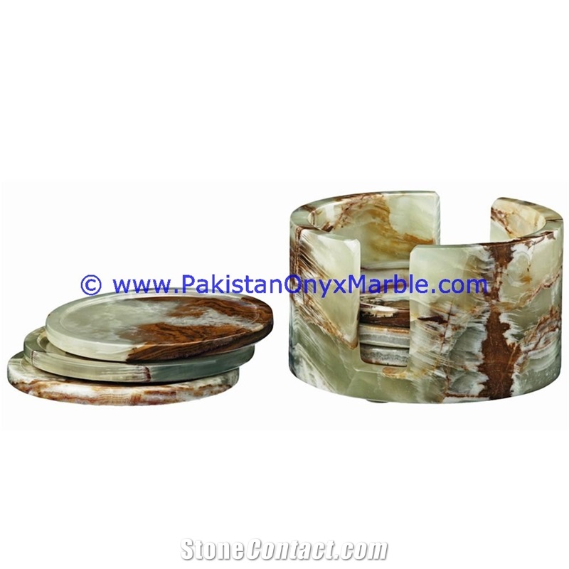 Multi Green Onyx Coaster Set
