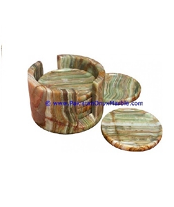 Multi Green Onyx Coaster Set