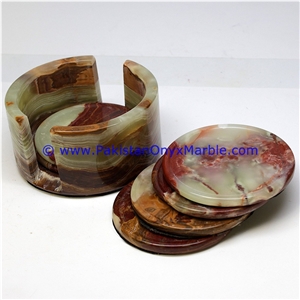 Multi Green Onyx Coaster Set