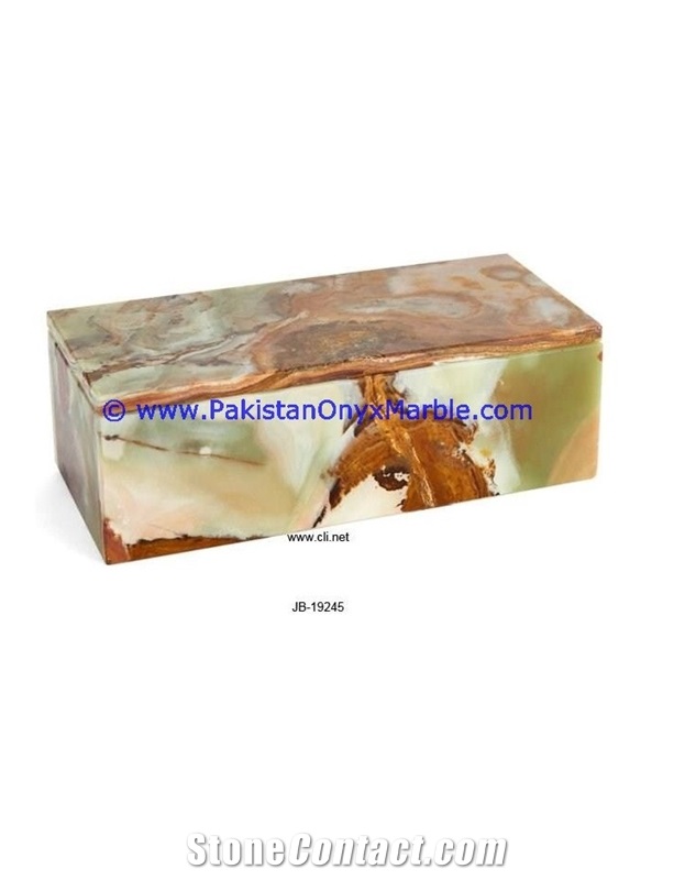 Multi Green Onyx Rectangle Jewelry Box Trinket