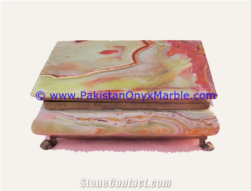 Multi Green Onyx Rectangle Jewelry Box Trinket