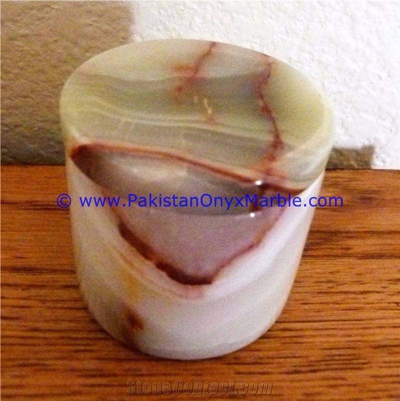 Multi Green Onyx Round Jewelry Box Trinket