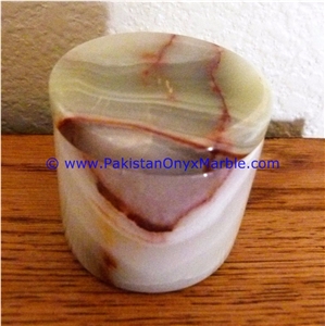 Multi Green Onyx Round Jewelry Box Trinket