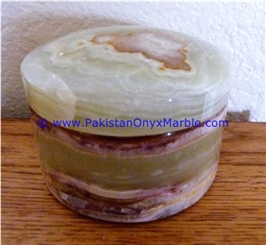 Multi Green Onyx Round Jewelry Box Trinket