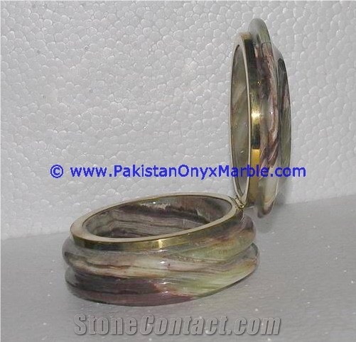 Multi Green Onyx Round Jewelry Box Trinket