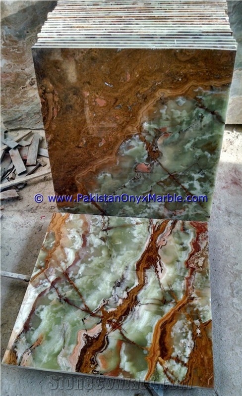 Multi Green Onyx Round Table Top