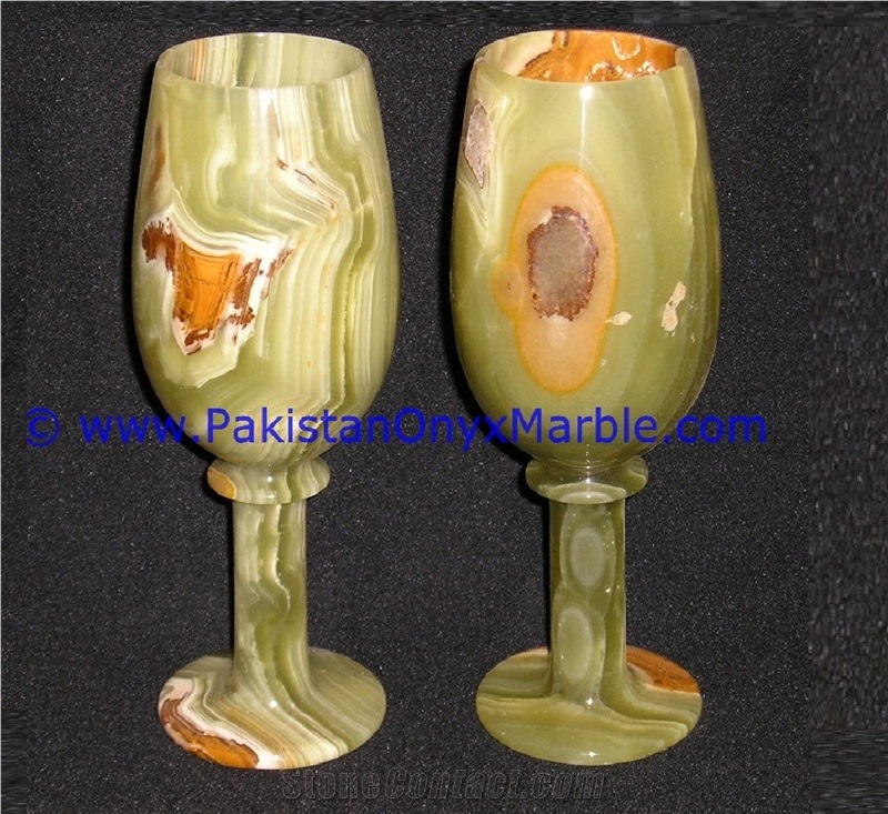 Multi Green Onyx Wine Glasses