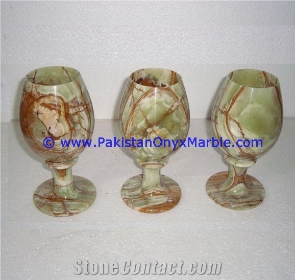 Multi Green Onyx Wine Glasses