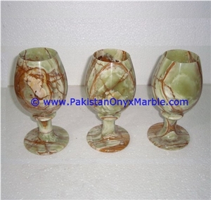 Multi Green Onyx Wine Glasses