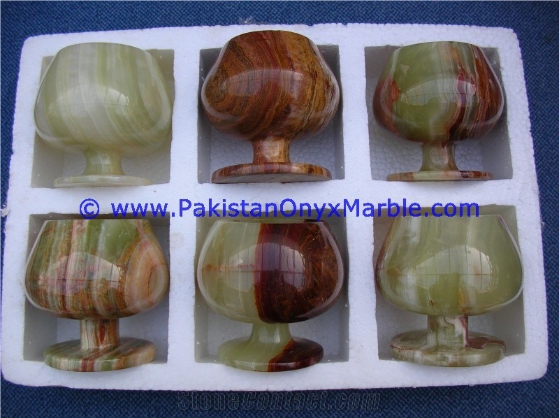 Multi Green Onyx Wine Glasses