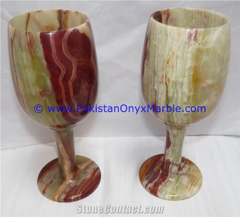 Multi Green Onyx Wine Glasses