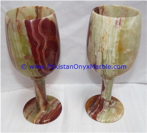 Multi Green Onyx Wine Glasses