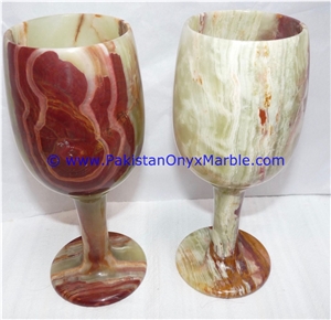 Multi Green Onyx Wine Glasses