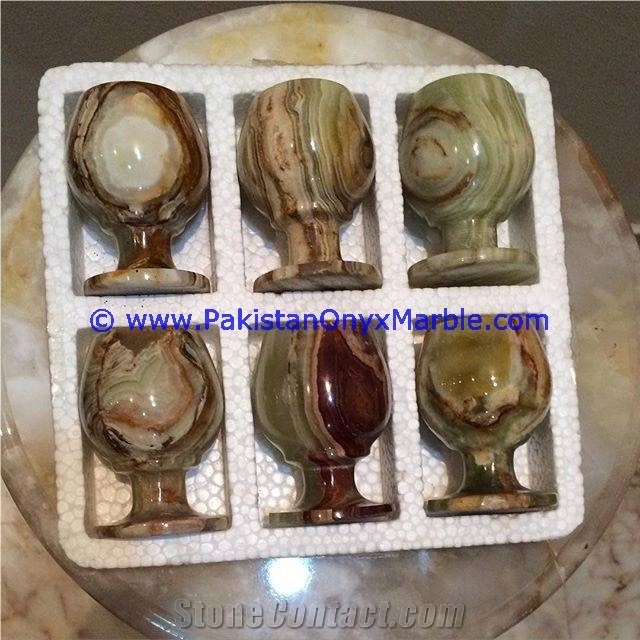 Multi Green Onyx Wine Sherry Glasses