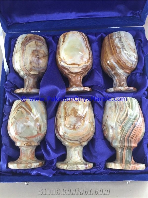 Multi Green Onyx Wine Sherry Glasses