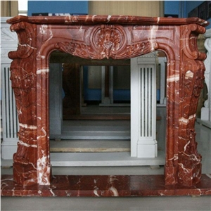 Natural Color Marble Fireplaces Red