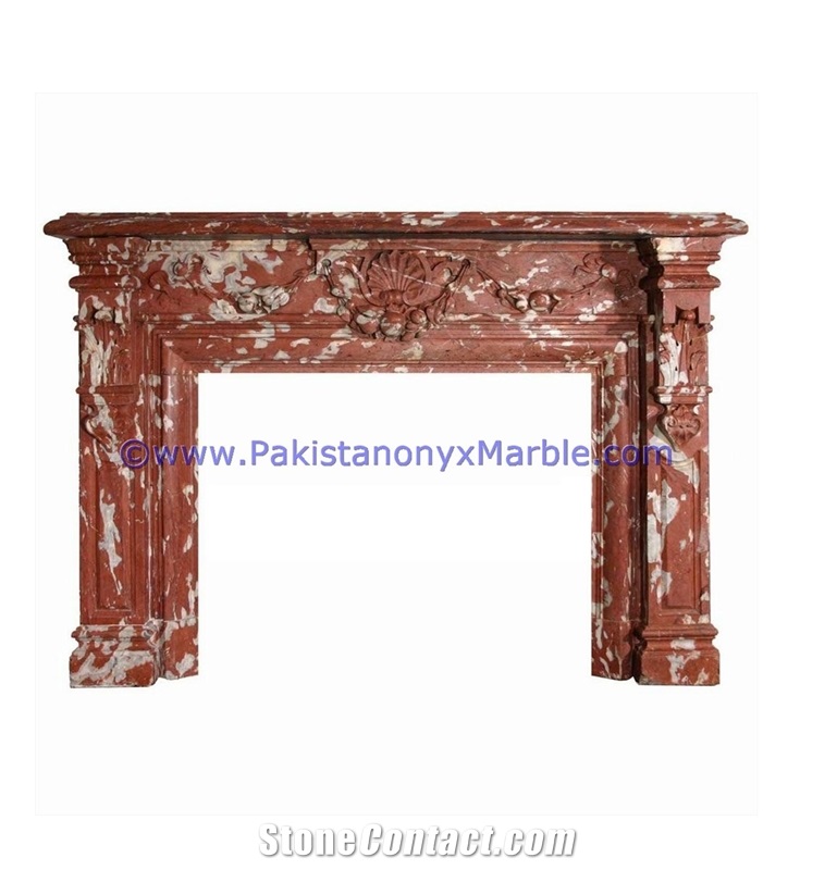 Natural Color Marble Fireplaces Red