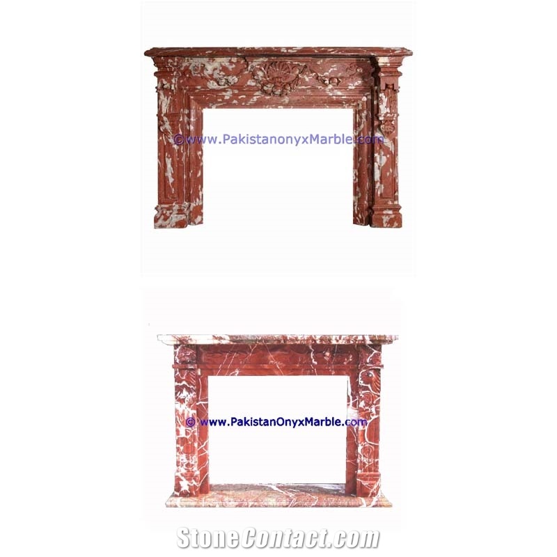 Natural Color Marble Fireplaces Red