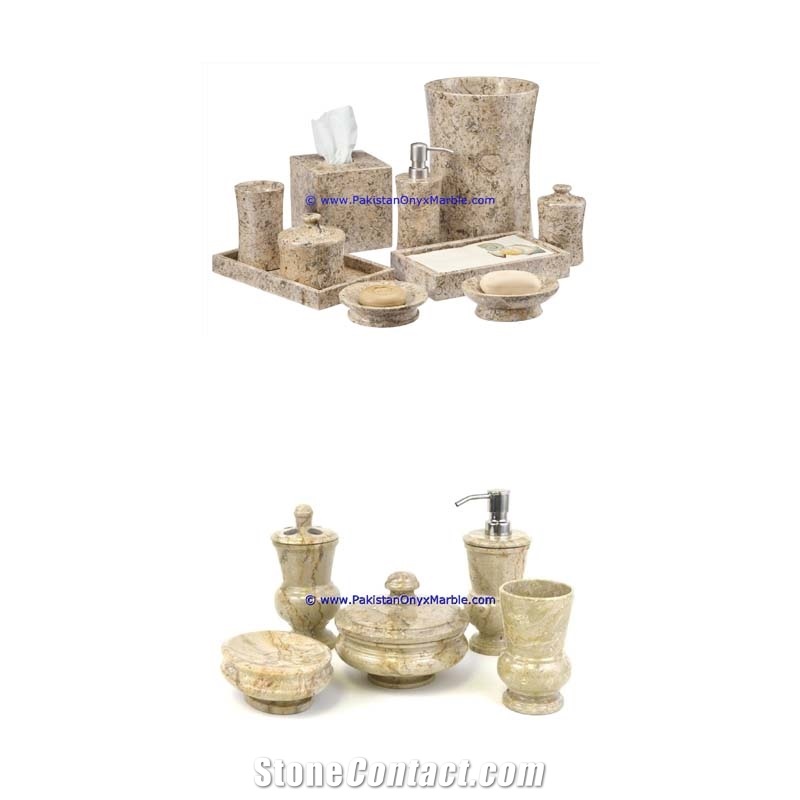 Natural Pakistan Fossil Marble Bathroom Accessories