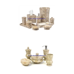 Natural Pakistan Fossil Marble Bathroom Accessories
