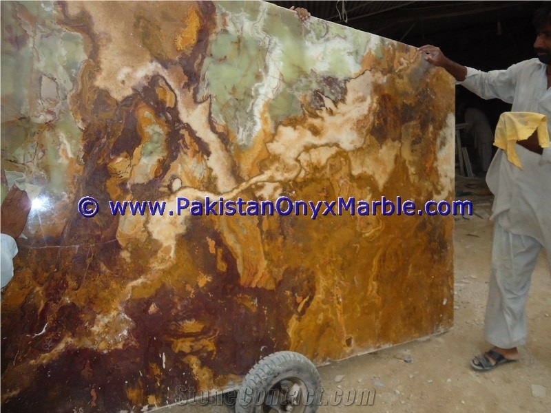 New Price Multi Brown/Golden Onyx Slab Collection