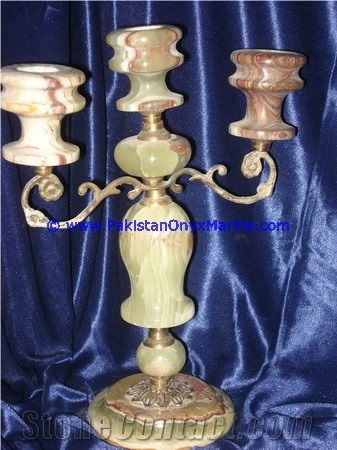 Onyx Brass Five Candle Stick Holder