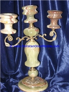 Onyx Brass Five Candle Stick Holder