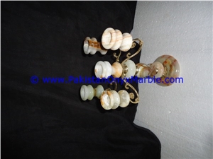 Onyx Brass Five Candle Stick Holder