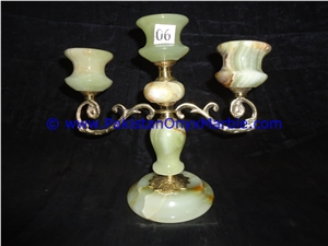 Onyx Brass Five Candle Stick Holder