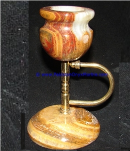 Onyx Brass Single One Candle Stick Holder