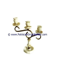 Onyx Brass Three Candle Stick Holder