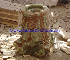 Onyx Columns Hand Craved Pillars Carved Top