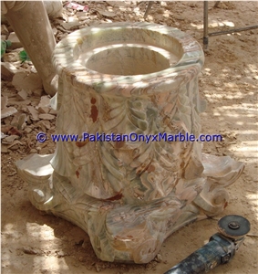 Onyx Columns Hand Craved Pillars Carved Top
