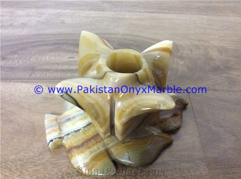 Onyx Flower Shaped Candle Sticks Holder