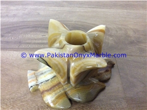 Onyx Flower Shaped Candle Sticks Holder