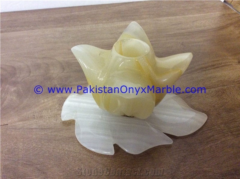Onyx Flower Shaped Candle Sticks Holder