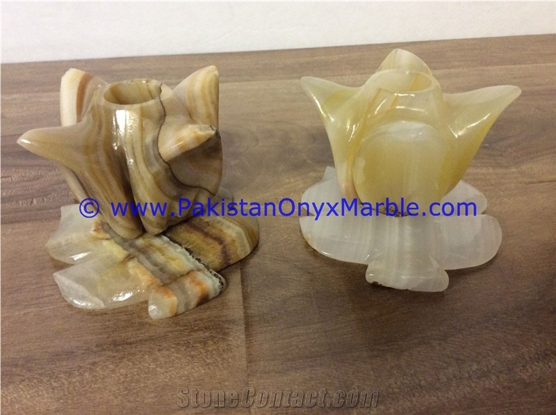 Onyx Flower Shaped Candle Sticks Holder