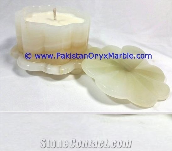 Onyx Flower Shaped Candle Sticks Holder