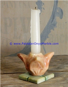 Onyx Flower Shaped Candle Sticks Holder