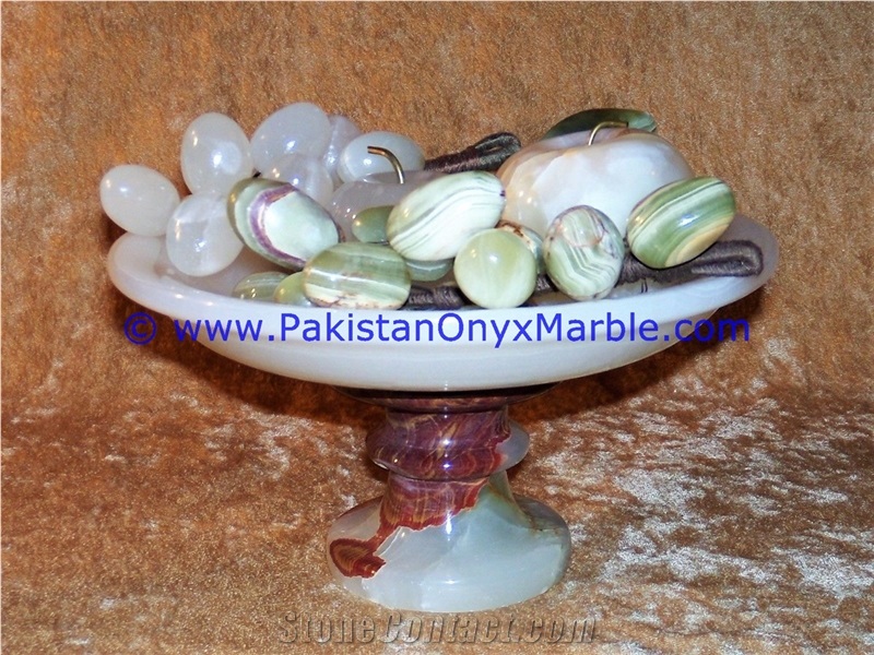 Onyx Pedestal Fruits Bowls with Fruits Apple ,Grap
