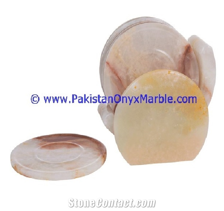 White Onyx Coaster Set