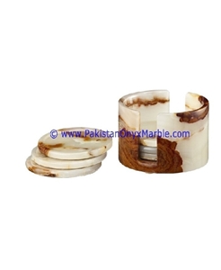 White Onyx Coaster Set