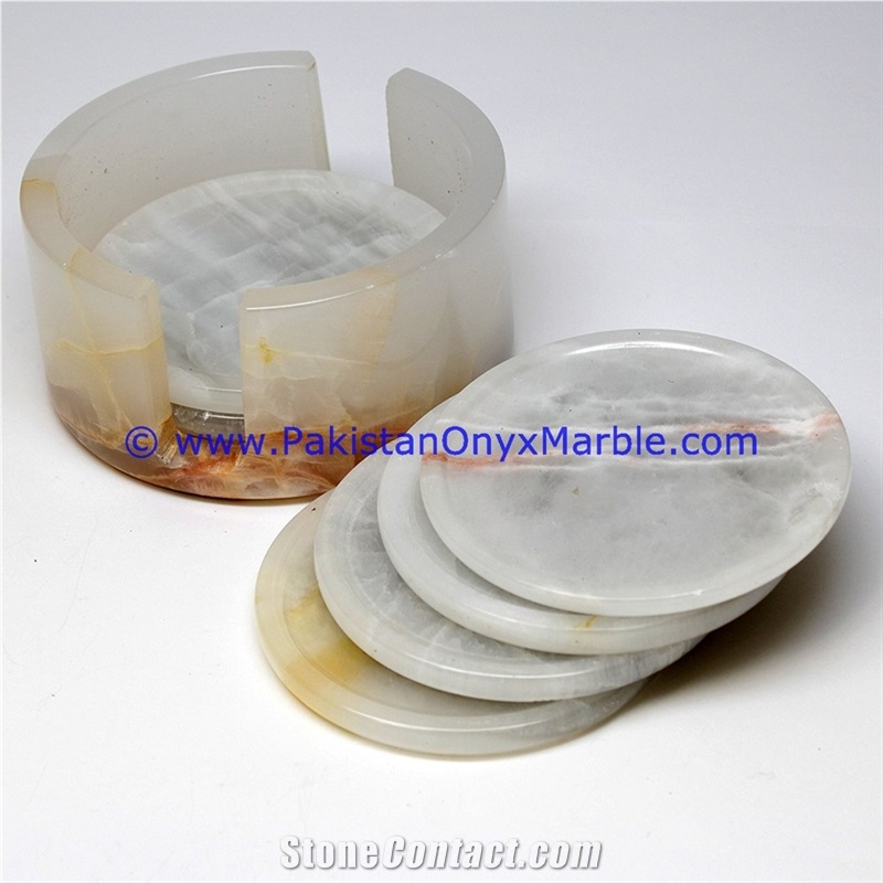White Onyx Coaster Set
