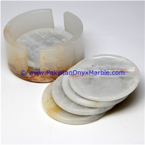 White Onyx Coaster Set