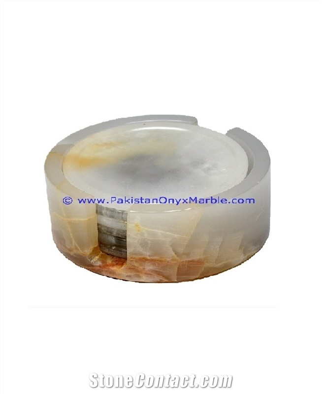 White Onyx Coaster Set