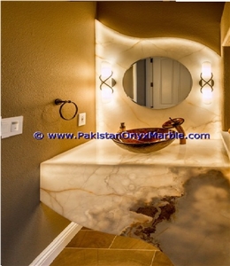 White Onyx Countertop with Integral Sink White Onyx Countertop with Integral Sink